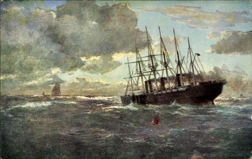 Künstler dampfschiff im - künstler, ak