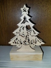  Weihnacht Deko  aus Echt Holz mit LED Beleuchtung guter Zustand ,H 10cm