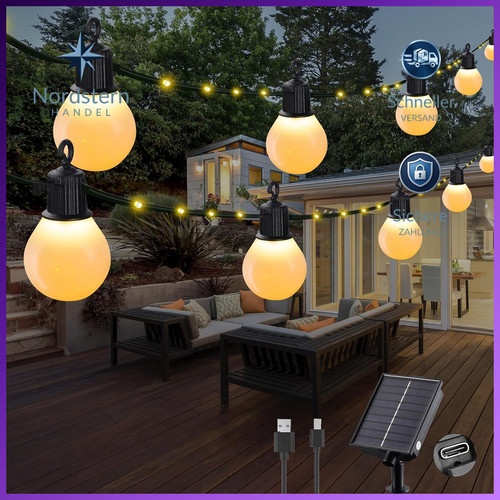 Solar lichterkette außen 10m - solar,