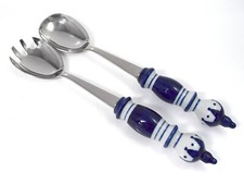 Rosenthal SIENA Besteck Salatbesteck blau weiß Keramik Edelstahl 18/8