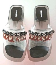 HOLIDAY Sandalette Gr.36 Transparent mit Federn/Strass Dekoration ?Top?