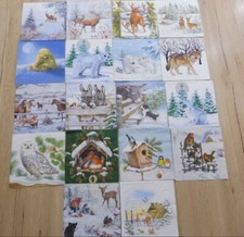 3 Servietten - Verschiedene Motive - Große Auswahl - Tiere im Schnee - Winter