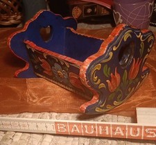 HANDBEMALTE PUPPENWIEGE VINTAGE😍BAUERNMALEREI AUS BAD RIPPOLDSAU/BAY.🎁NIEDLICH