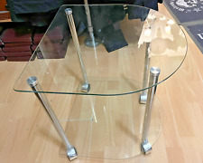 70er 80er Designer Beistelltisch auf Rollen Servierwagen Glas Chrom Vintage Top