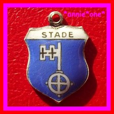 ꧁ BETTELARMBAND anhänger NIEDERSACHSEN elbmarschen STADE wappen SILBER 835 ꧂