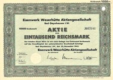 EisenWerk Weserhütte AG Bad Oeynhausen hist. Aktie 1942 Bagger Ostwestfalen NRW
