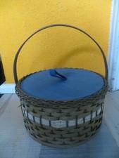 alter runder Aufbewahrungsbehälter für Nähzubehör Näh-Box Nähkorb Nähkästchen