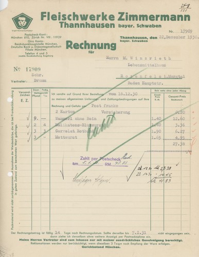 Rechnung thannhausen - rechnung,