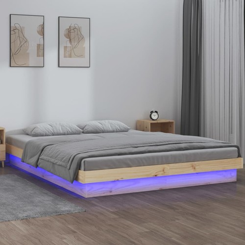 Led massivholzbett holzbett - led,