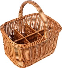 Weidenkorb mit Henkel, Flaschenkorb 6 Flaschen, 40 x 31 x 38 cm, Flaschenträger