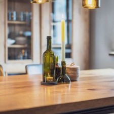 Glas Windlicht Weinflasche