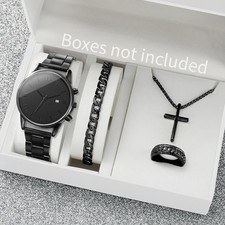 4er Set Herren Uhren Schwarz