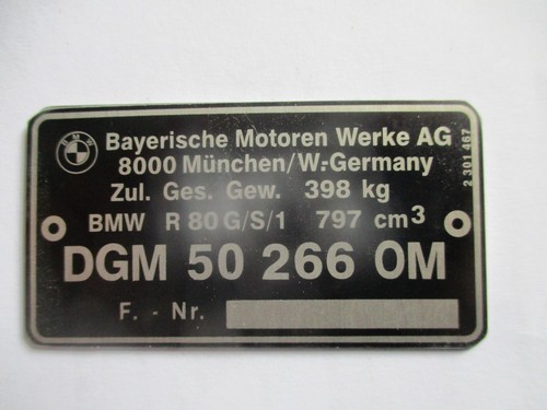 Typenschild schild bmw 80 - typenschild,