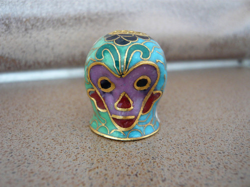 Cloisonne fingerhut affe figur - fingerhut,