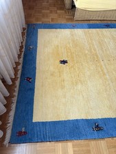 Gabbeh Indien Sonnengelb/ Blaue Kante 295 X 198