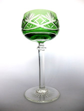Schöner alter Römer / Weinglas Kristallglas Poschinger  grün überfangen