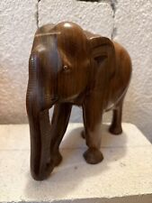 Afrikanisch Holz Elefant Handarbeit Geschnitzt Dekoration Braun Groß Vintage