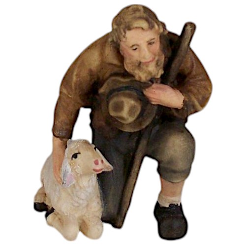 Holz krippen figur hirt kniend - holz,