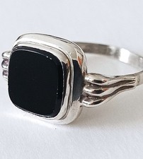 Siegelring Silber schwarz Onyx