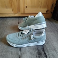 Neue Remonte Sneaker Leder Schuhe Low Mint Grün Silber Gr.41 Flache Schuhe