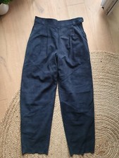 Wildleder Hose Vintage Dunkelblau Tapered Bundfalte 80er FRIITALA