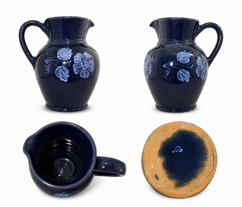 Blauer keramik krug glasiert - blauer,