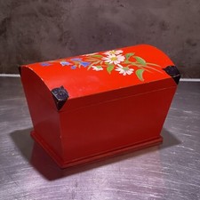 kleine Vintage Holztruhe bzw. Schmuckkästchen rot mit Ablagen Truhe Schatztruhe