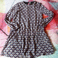 Kids Only Kleid langarm Gr. 146/152 dunkelblau Pfauenfedern glitzernd