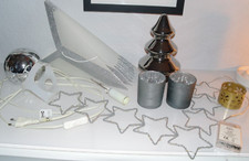 Konvolut Weihnachtsdeko Beleuchtung Ikea Stern beleuchtete Kugel etc silber grau