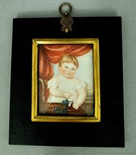 B0542 Miniatur Porträt eines Kleinkindes, Gouache Miniaturist des 19.Jahrhundert