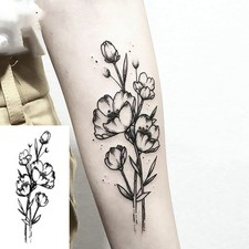 Temporäres Tattoo Blume Schwarz Körperkunst Einmal Klebetattoo Rose Lilie Flower
