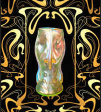 Joh. Loetz Witwe Coppelia PN-1758 Antike Wellenoptik  Jugendstil Uranglas Vase