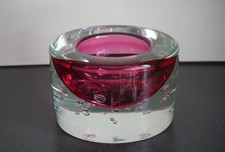 Jaroslav Svoboda - Czech art glass, massive Schale, Luftblasen, rot, Ø 14 cm