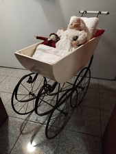 Viktiorianische Taufpuppe (45 cm) von Franklin Mint in Kinderwagen / Puppenwagen