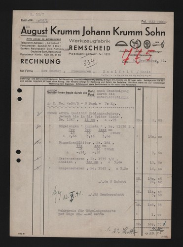 Remscheid rechnung 1941 - remscheid,,