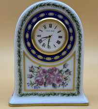 Haviland Limoges Louveciennes Porzellan-Tischuhr Handbemalt Goldrand Quartz Cloc