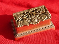 Vintage Messing Jugendstil Briefmarkenbehälter Stempelhalter Schreibtisch