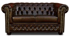 % Chesterfield SET 1+2+3 SITZER Sofa SESSEL Schlafsofa ANTIK Braun KUNSTLEDER