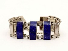 Mexico Massives Armband Silber 950 Lapislazuli   um 1970 RAR