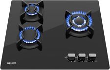 WEHIM MGBG-603 Gaskochfeld 3 flammig Gaskocher Einbauherd Glaskeramik+Propan Set