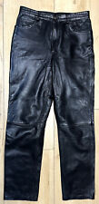 schwarze Echt Leder Herren Jeans Hose Gr. 50 ( Bundweite 41 )