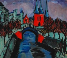 Ernst Ludwig Kirchner - Rotes Elisabethufer, Berlin, 1912, 60x80cm, Druck Leinw.