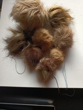 flauschige Kunstfell Bommel, in Beig/Braun , Pompom Mützen Bommel ca. 8 cm - 9cm