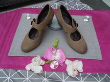 ECHTLEDER SPANGENPUMPS SCHUHE TAUBE SCHLAMM GR 7 40  *MEDICUS* nur 1x getr. TOP!