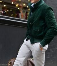 Grüne Bomber Lederjacke Herren Reines Wildleder Größe S M L XL XXL 3XL Maßanf...
