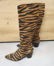 LBS07 - Damenstiefel Größe 41, braunes Zebramuster - sehr gepflegt