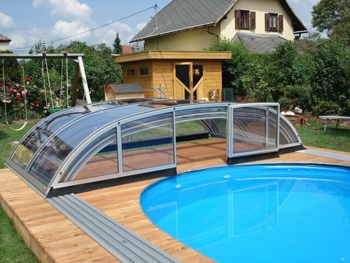 Poolüberdachung midi klarglas - poolüberdachung,