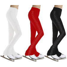 Mädchen Eislaufhose Glitzer Strass Eiskunstlauf Hose Leggings Tanz Strumpfhose