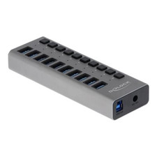 deLOCK USB 3.0 Hub 10 Port mit Einzelschalter & Netzteil – 5Gbps, Extern, Grau