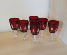 6er Set Rote Gläser Vintage Retro Set Luminar Weinglas Rubinrot